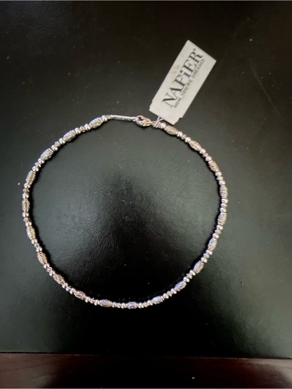 Napier Silver-Tone Textured Bead Choker Necklace
